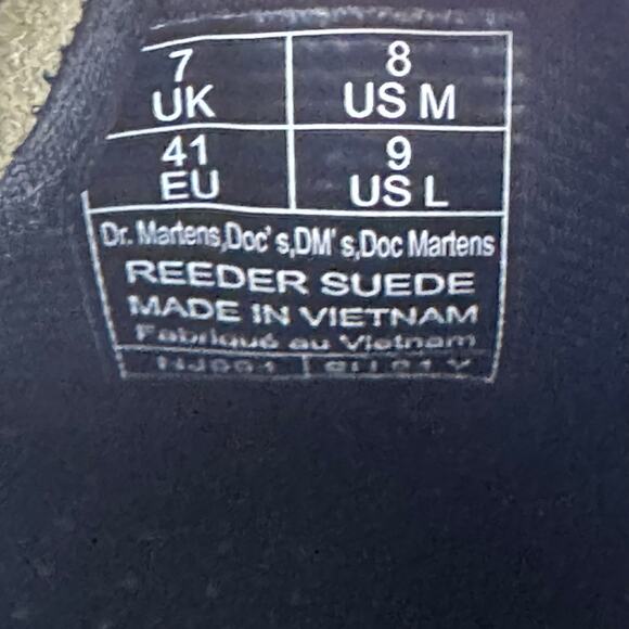 Doc Martens Reeder Olive Suede Lace Up Shoes NEW Women's 9 Men's 8 Unisex - Picture 7 of 8